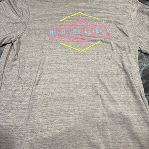 Hurley Heather Gray Tee with Vibrant Accents